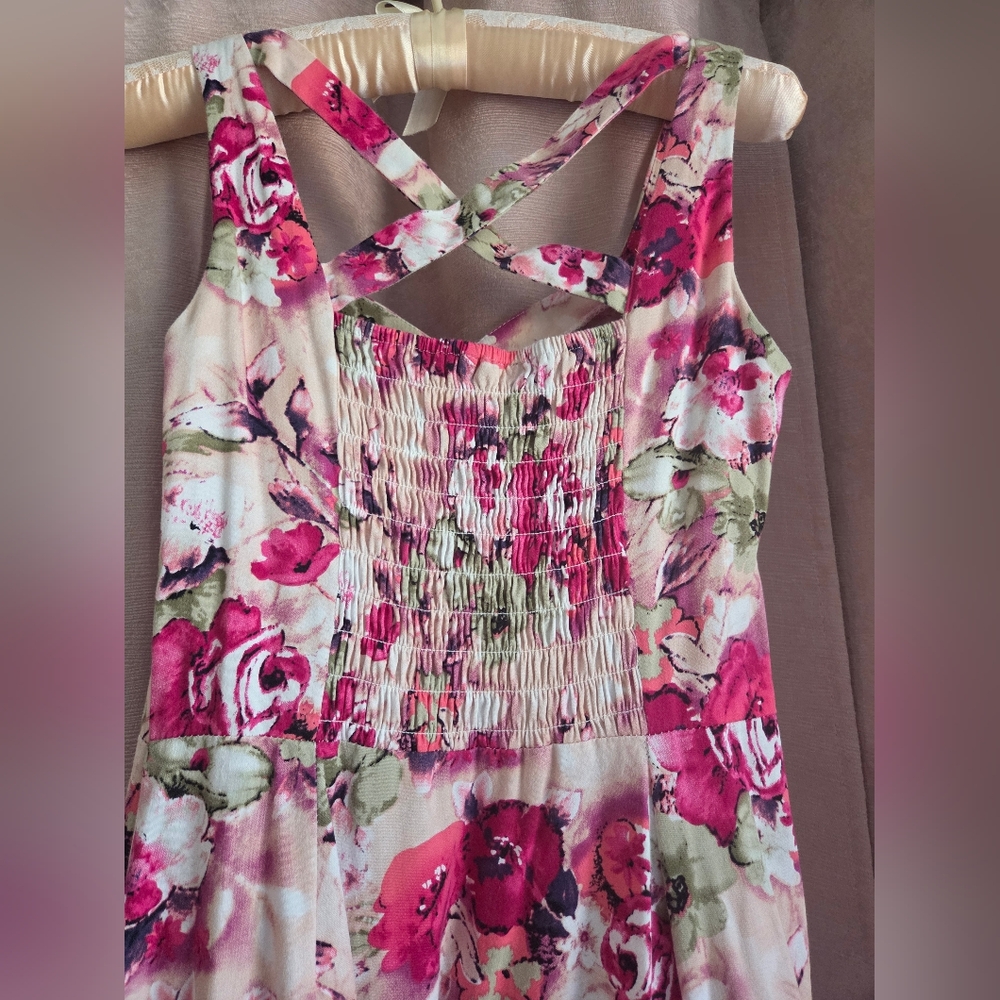 Floral Pink Fit and Flare Dress - Picture 5 of 8